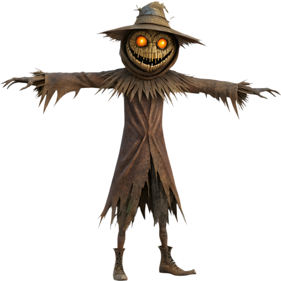 Fearsome Scarecrow Emerging from the Fog at Dusk. . png