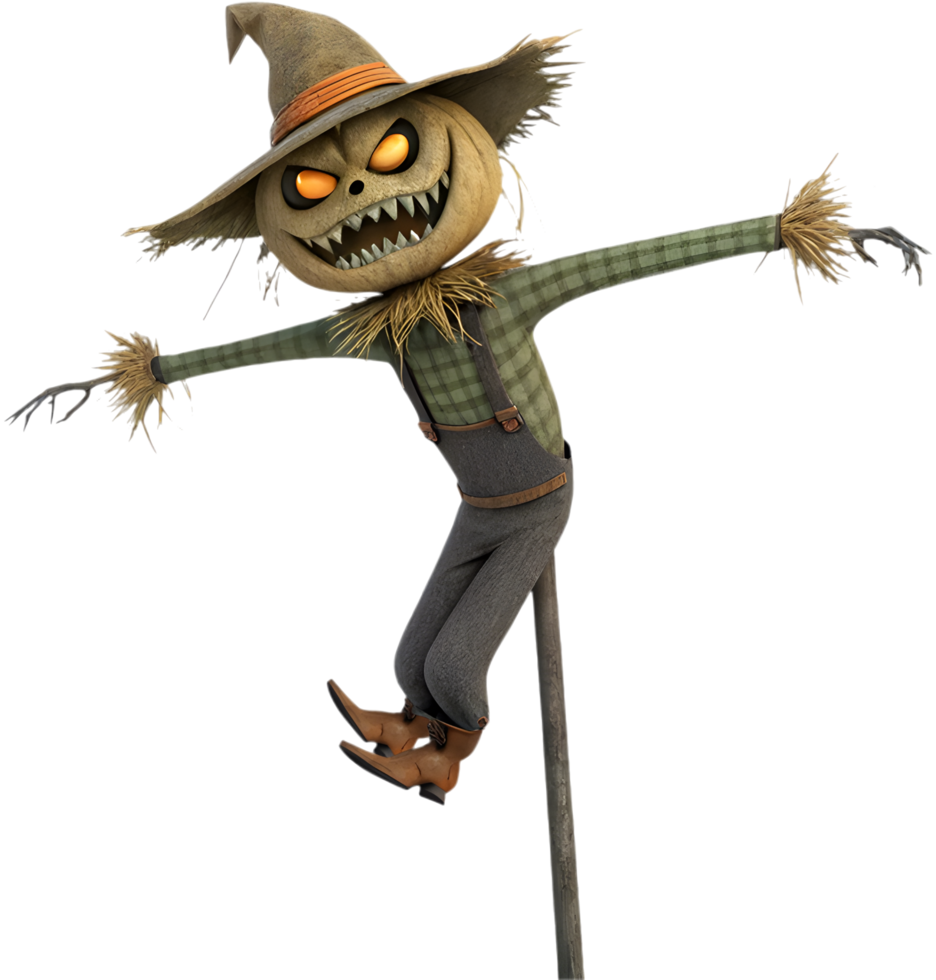 Mysterious Scarecrow with Sharp Claws in the Dark. . png