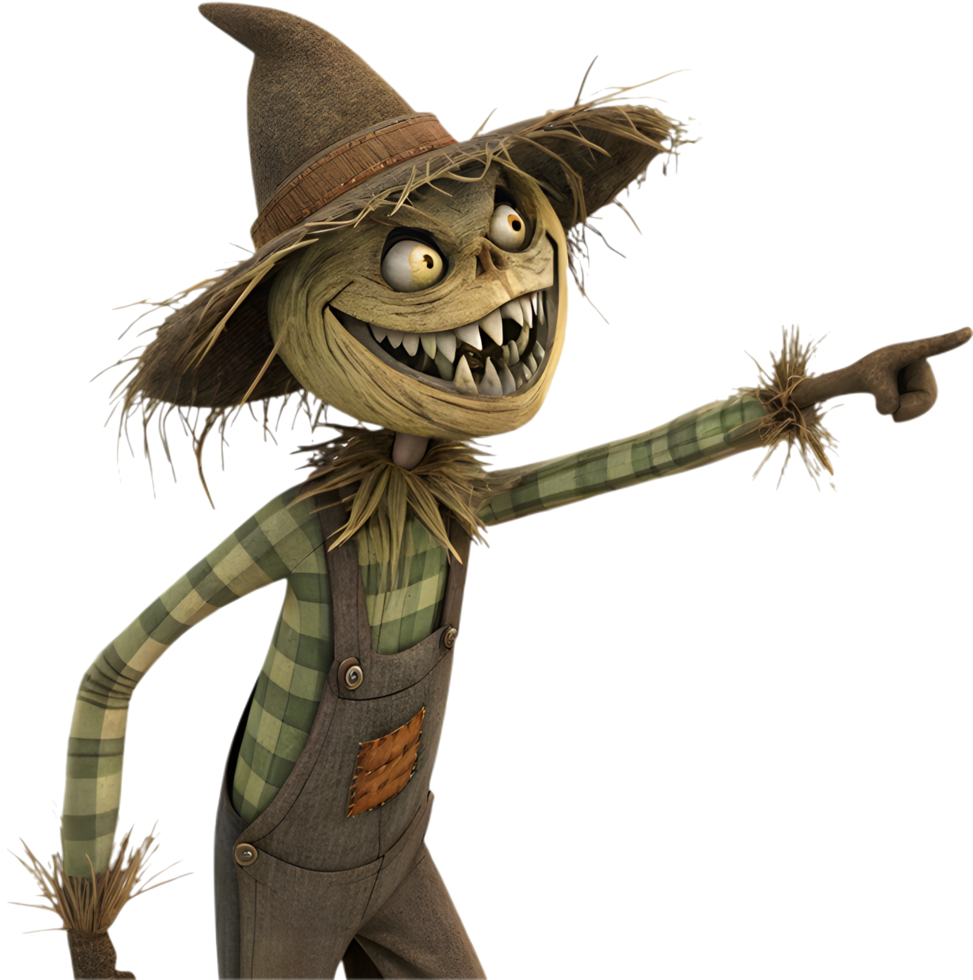 Wicked Scarecrow with Long Arms Reaching for You. . png
