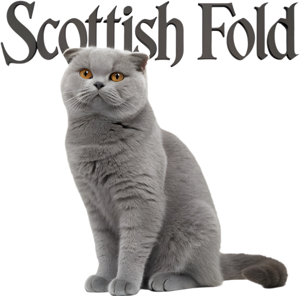Soft Scottish Fold Kitty with a Happy Look. . png
