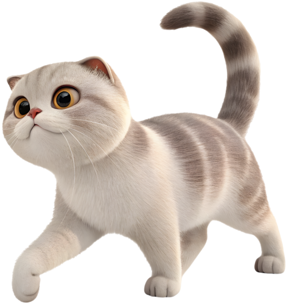 Expressive Scottish Fold Cat with Unique Ears. . png