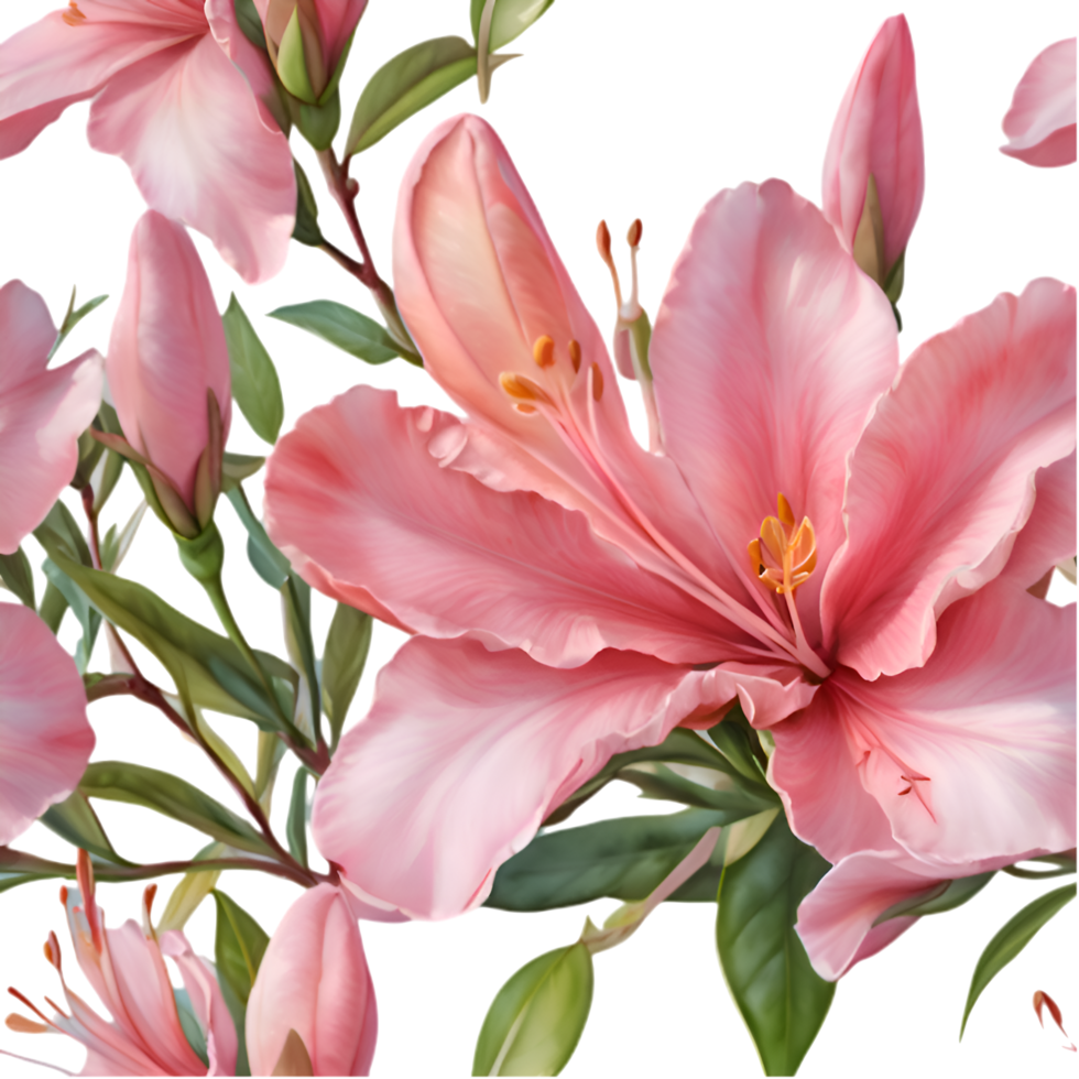 Beautiful Pink Azalea Petals in Digital Pattern. . png