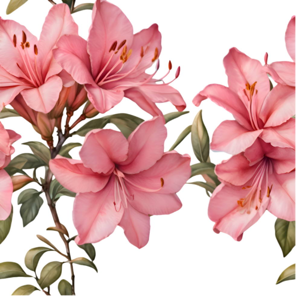 Modern Floral Illustration of Azalea Blooms. . png