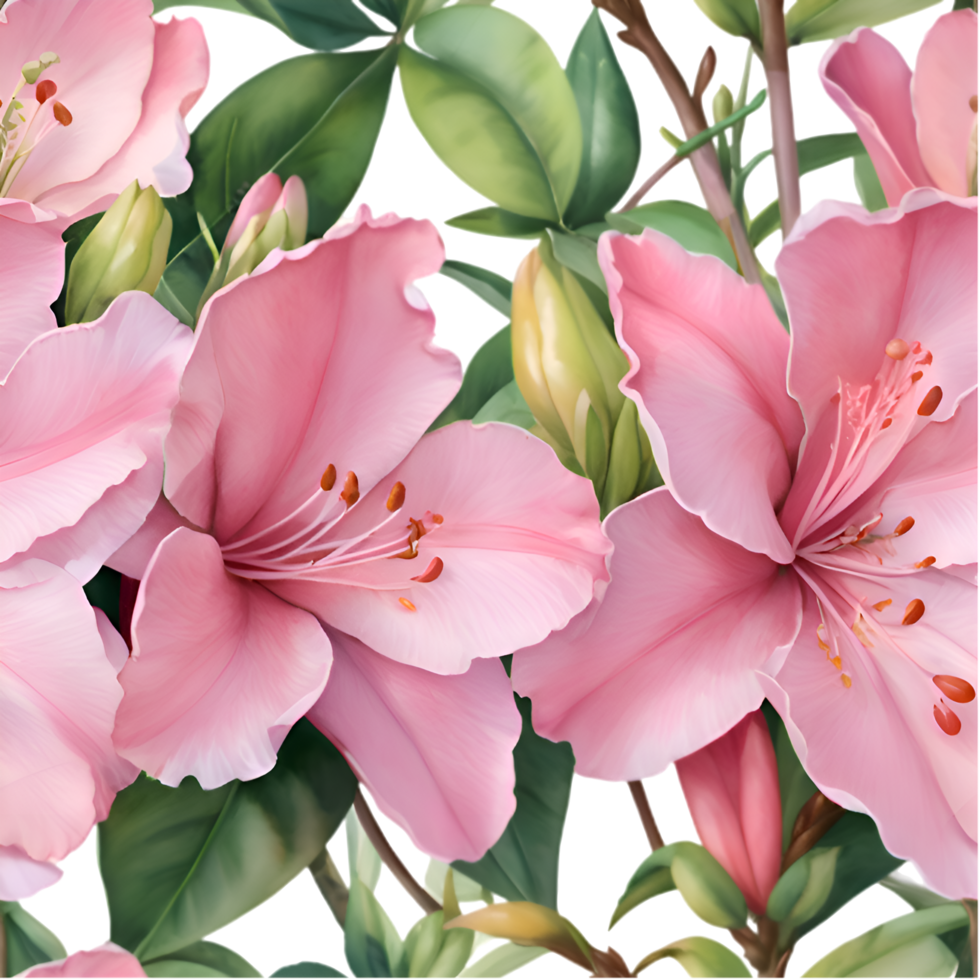 Elegant Pink Azalea Floral Print for Digital Designs. . png