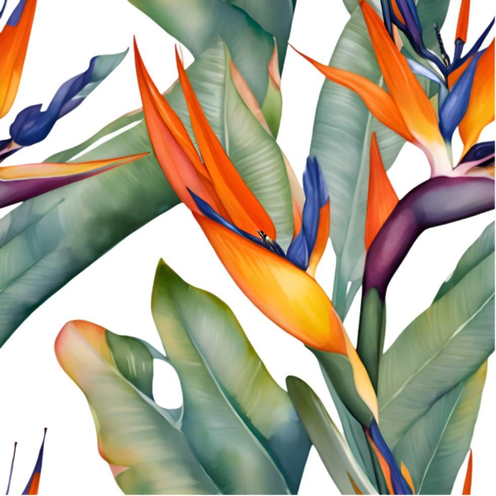 Lively Seamless Bird of Paradise Pattern for Contemporary Decor. . png