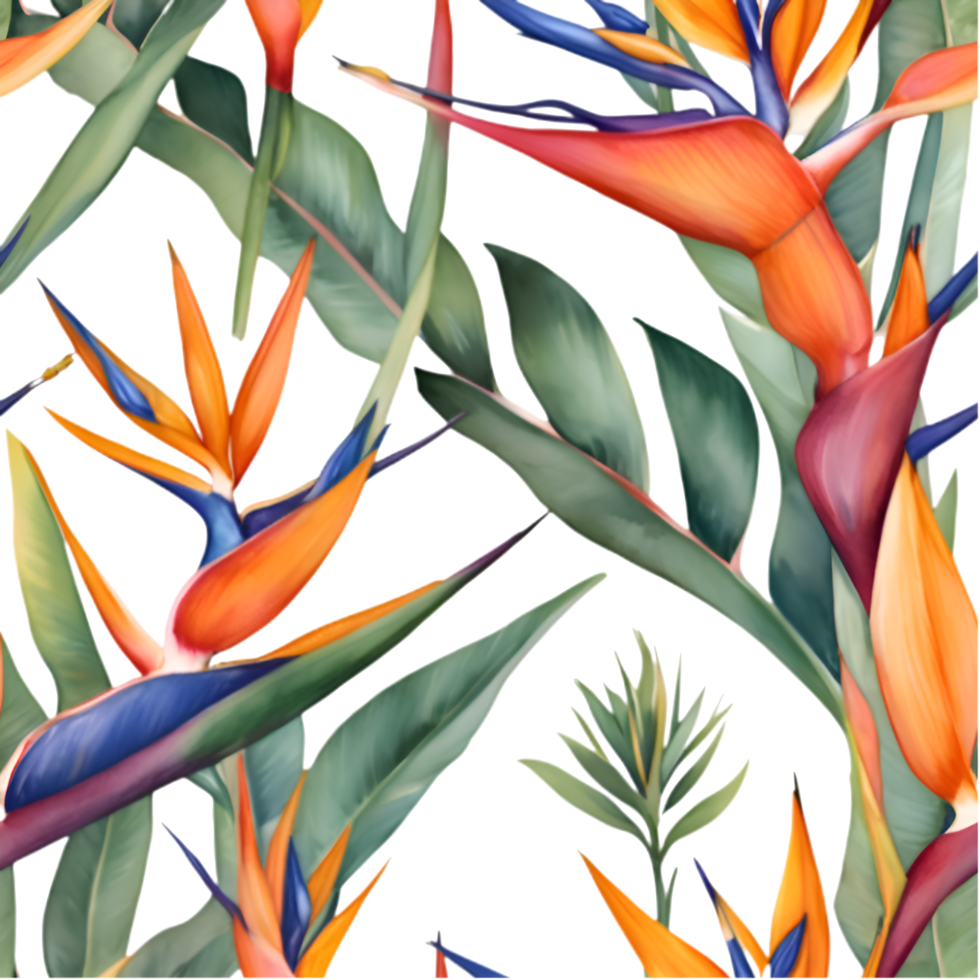 Luxurious Bird of Paradise Seamless Pattern for Wallpaper. . png