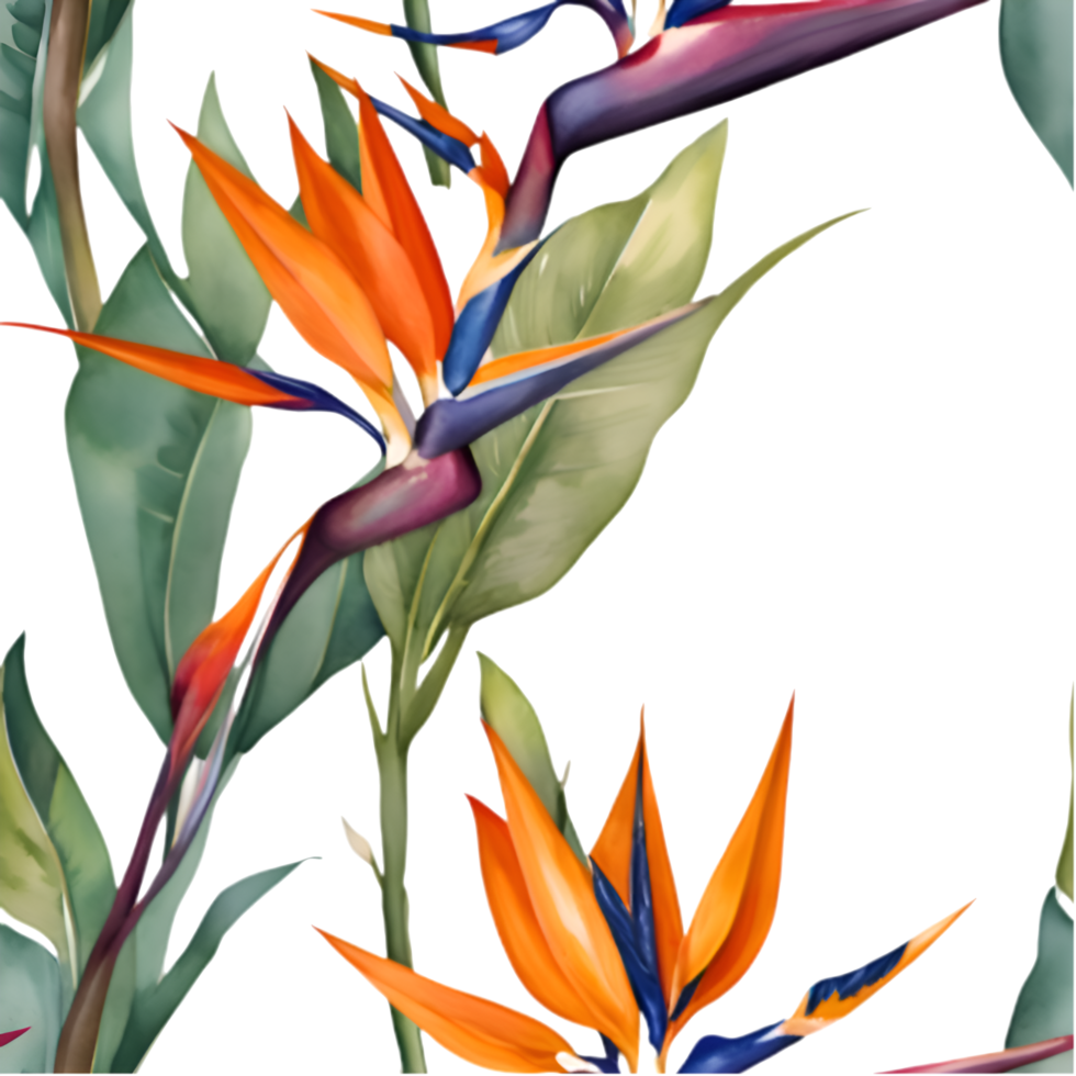 Seamless Bird of Paradise Flower Pattern for Artistic Decoration. . png