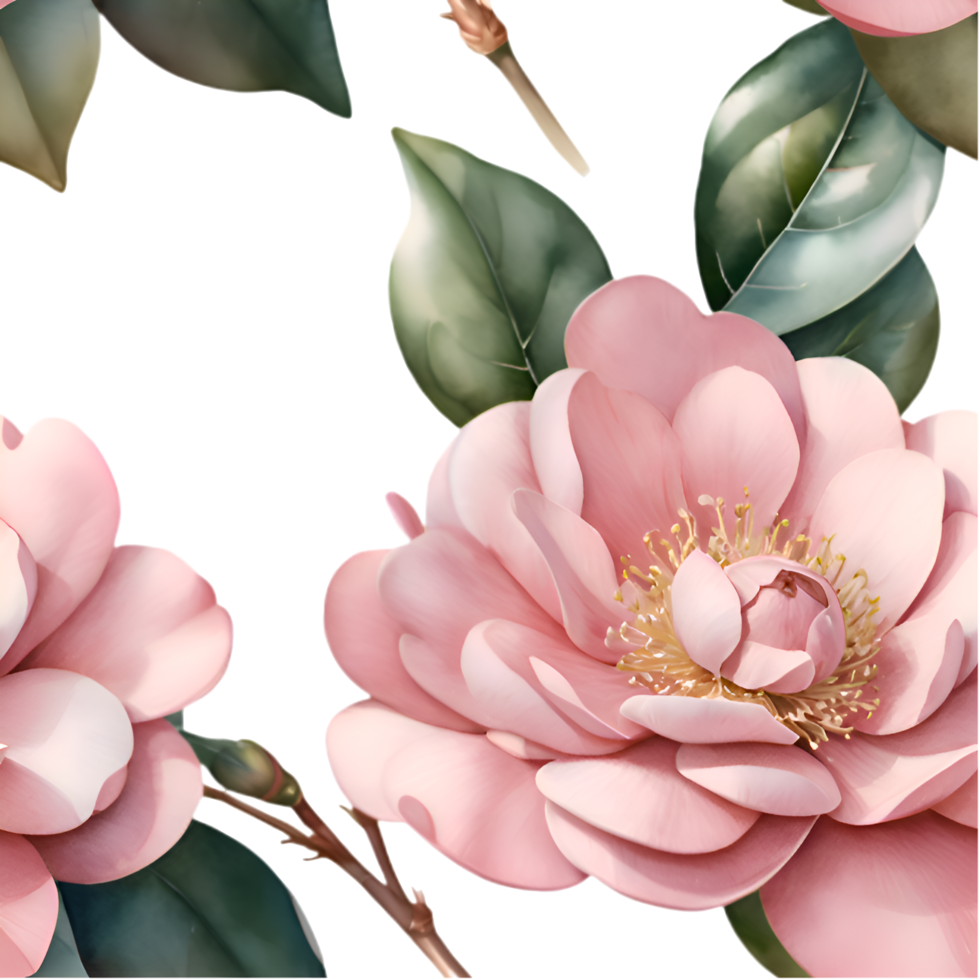 Minimalist Camellia Blossom Digital Aesthetic Print Art. . png