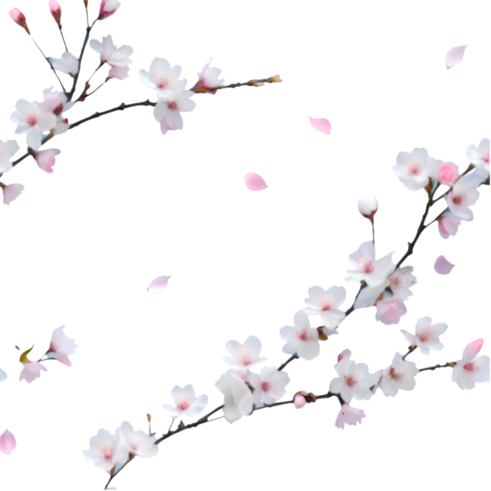 Elegant Digital Cherry Blossom Print For Decoration. . png