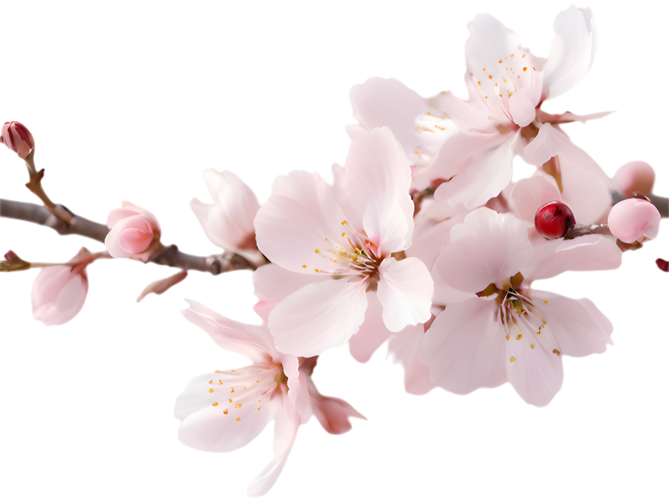 Soft Pink Floral Cherry Blossom Art Illustration. . png