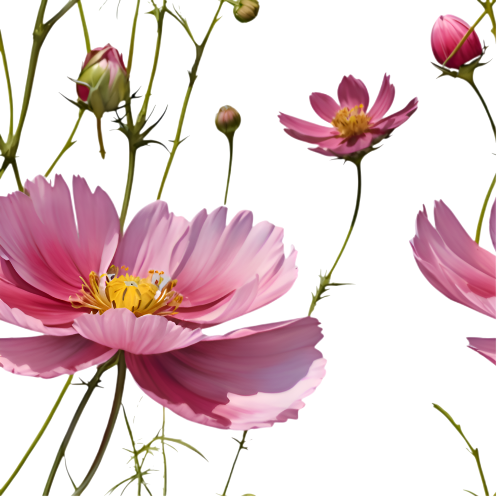 Whimsical Cosmos Flower Clipart for Creative Patterns. . png