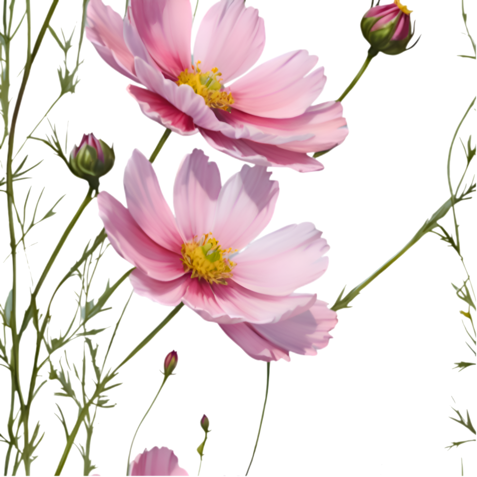 Fantasy Cosmos Flower Clipart with Seamless Patterns. . png