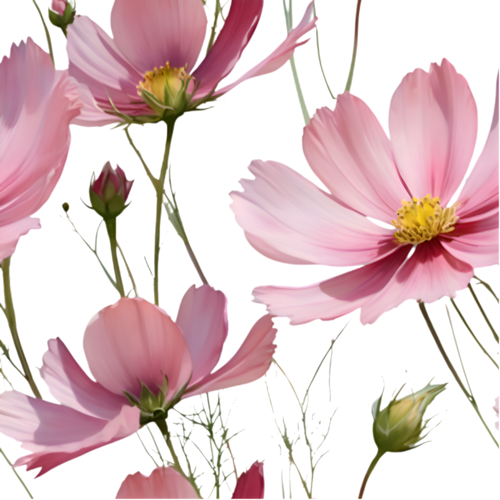 Unique Cosmos Flower Pattern Clipart for Digital Art. . png