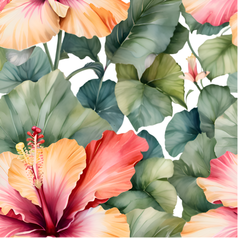 Exotic hibiscus flower pattern for stunning seamless projects. . png