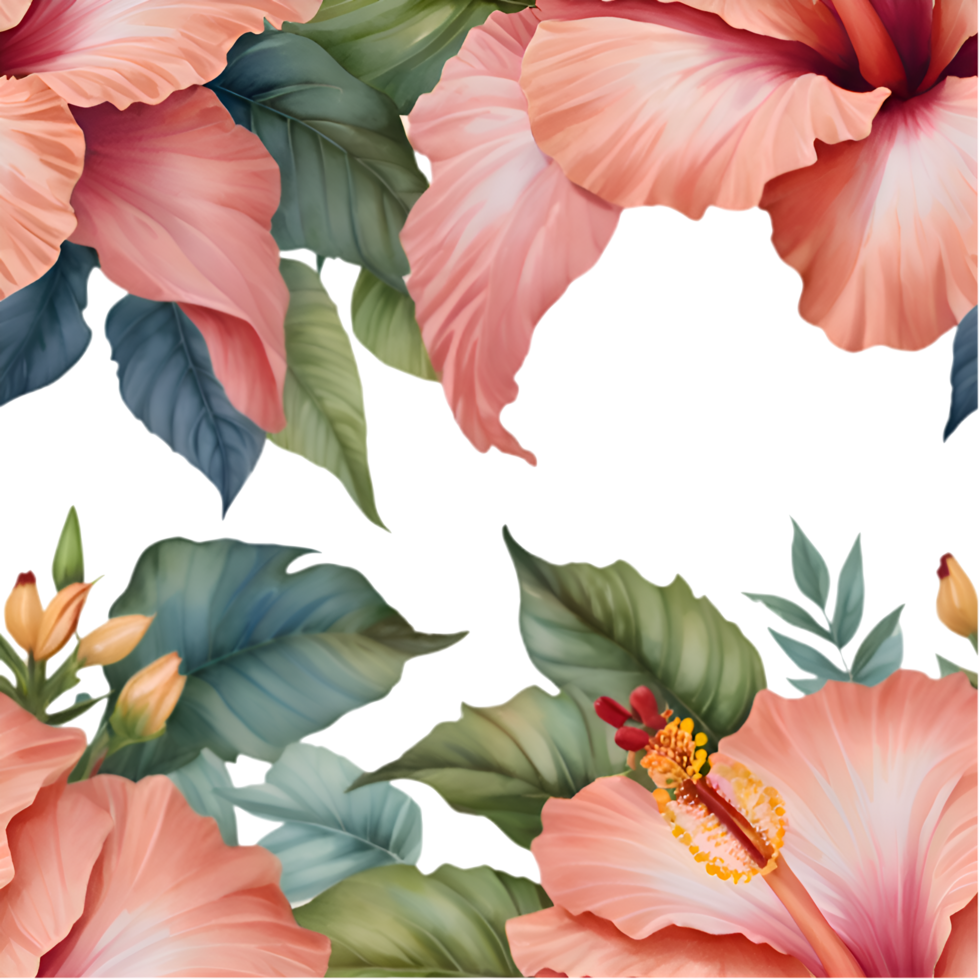 Stylish hibiscus floral pattern for vibrant artwork. . png