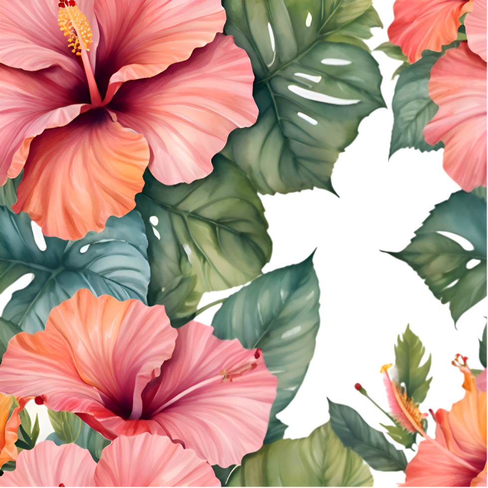 Beautiful hibiscus flower pattern for seamless digital art. . png