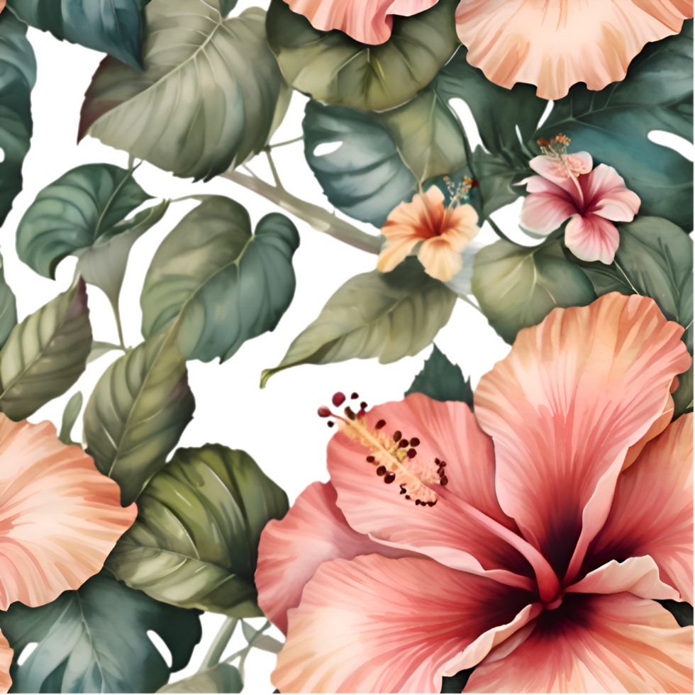 Gorgeous hibiscus flower seamless design for creative clipart. . png