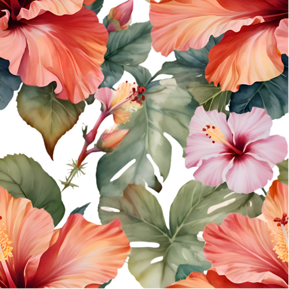 Intricate hibiscus flower pattern for vibrant digital artwork. . png