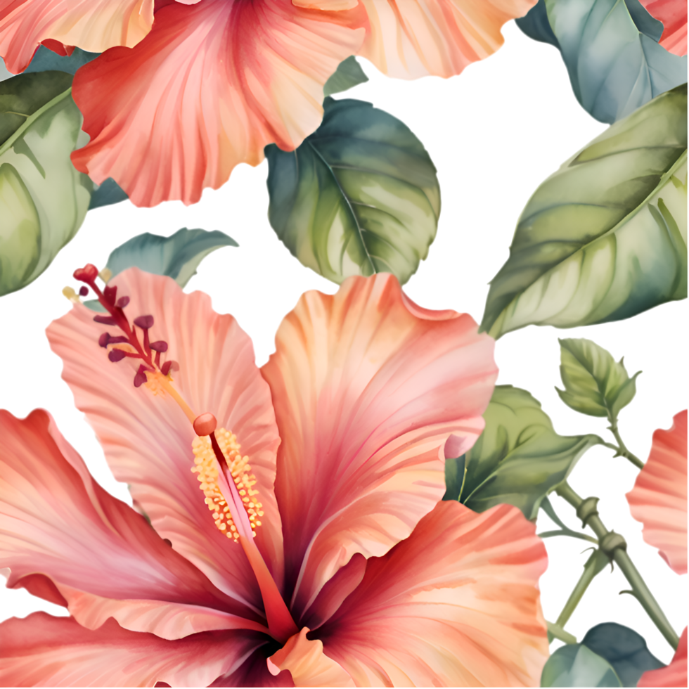 Stunning hibiscus floral pattern for creative clipart projects. . png