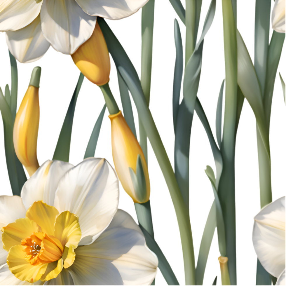 Seamless Narcissus Flower Design for Spring Celebrations. . png