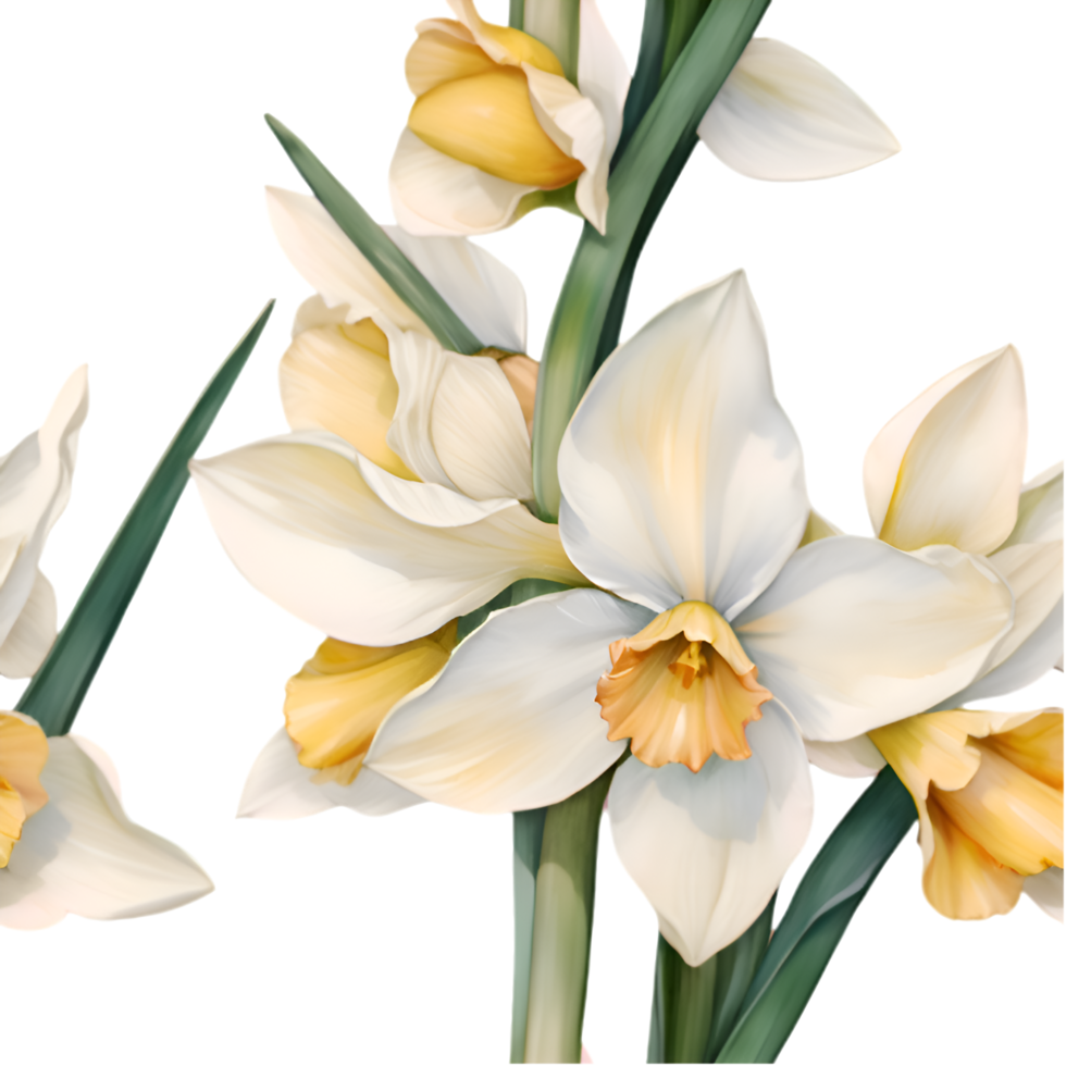 Floral Narcissus Pattern Clipart for Digital Design Projects. . png