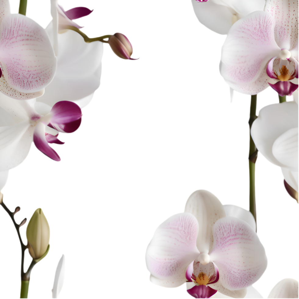 Seamless Tropical Orchid Flower Clipart with Beautiful Patterns. . png