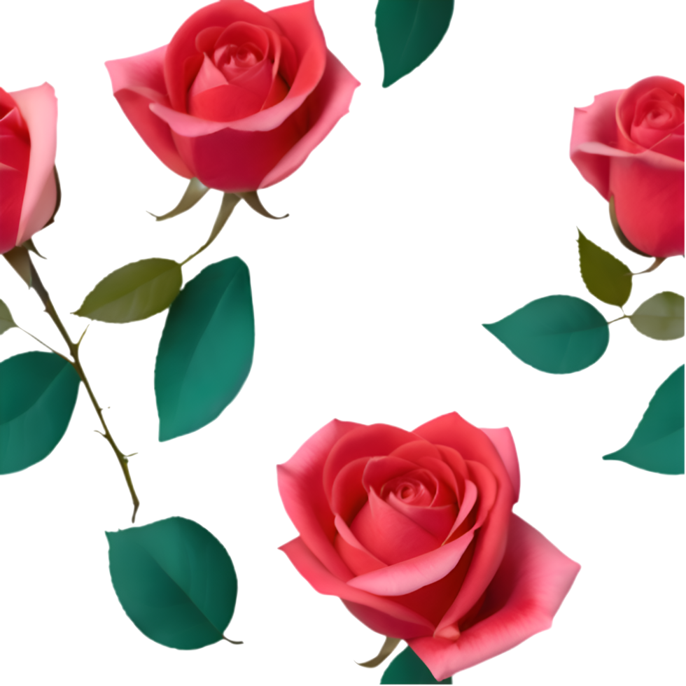 Fresh Seamless Rose Flower Pattern Clipart for Spring Crafts. . png