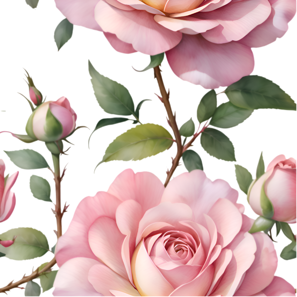 Artistic Seamless Rose Flower Pattern Clipart for Unique Ideas. . png