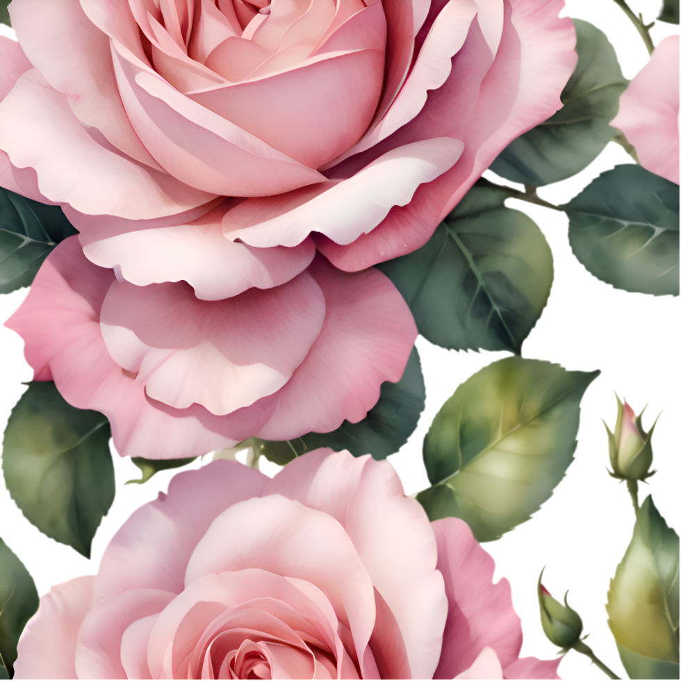 Detailed Seamless Rose Flower Pattern Clipart for Floral Art. . png