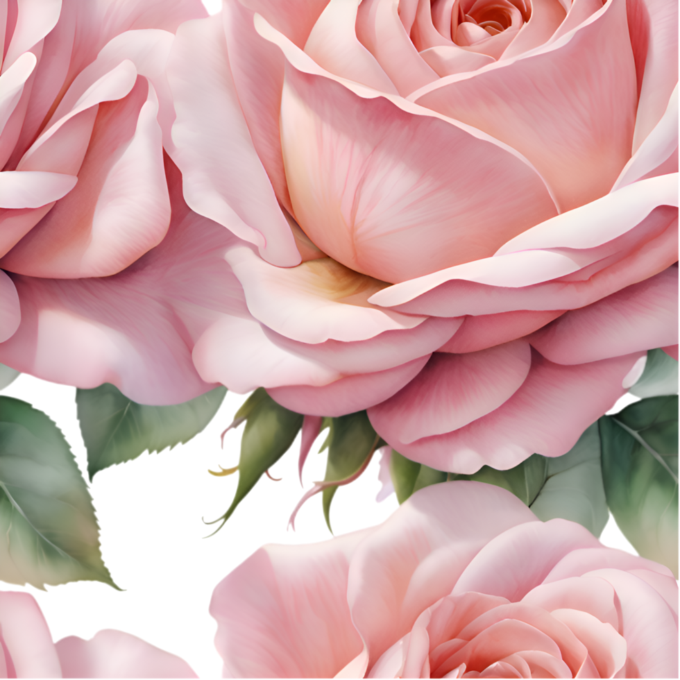 Artistic Seamless Rose Flower Pattern Clipart for Spring Decor. . png