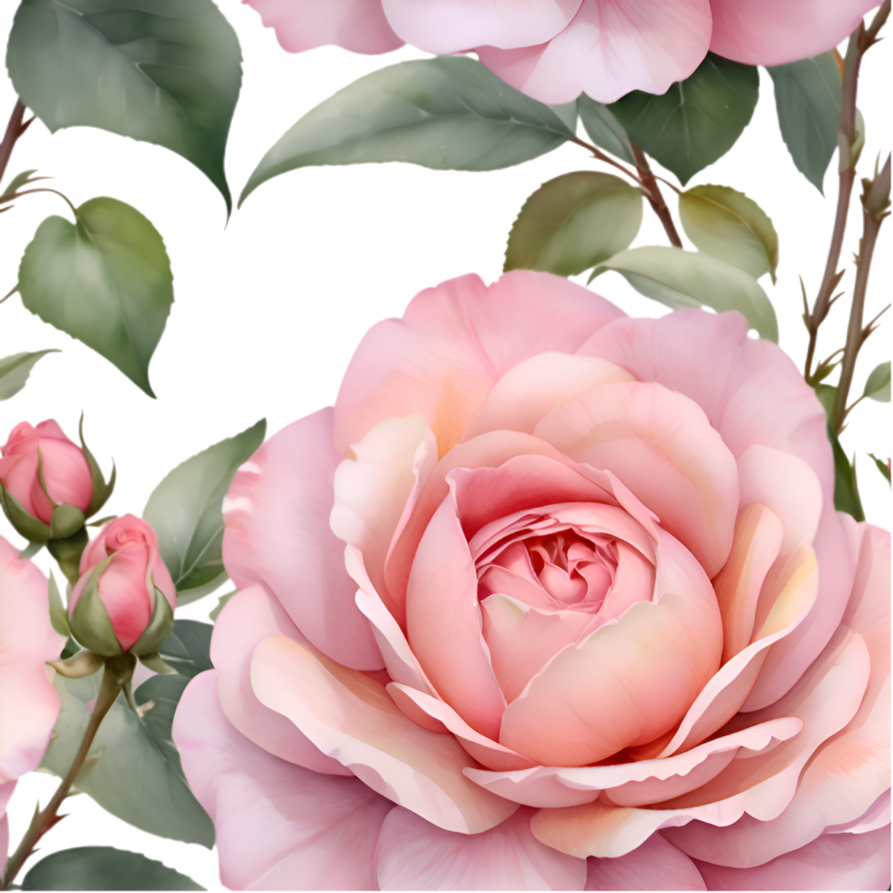 Classic Seamless Rose Flower Pattern Clipart for Elegant Touches. . png