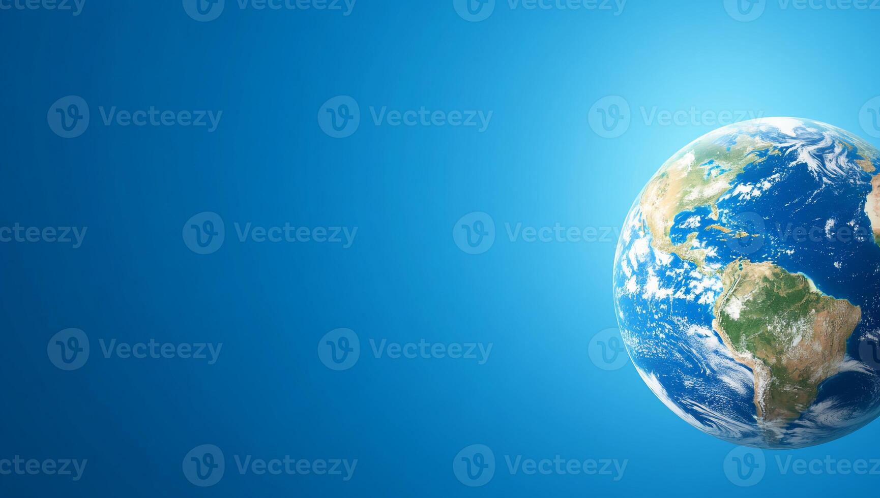 The earth is shown in a blue background photo