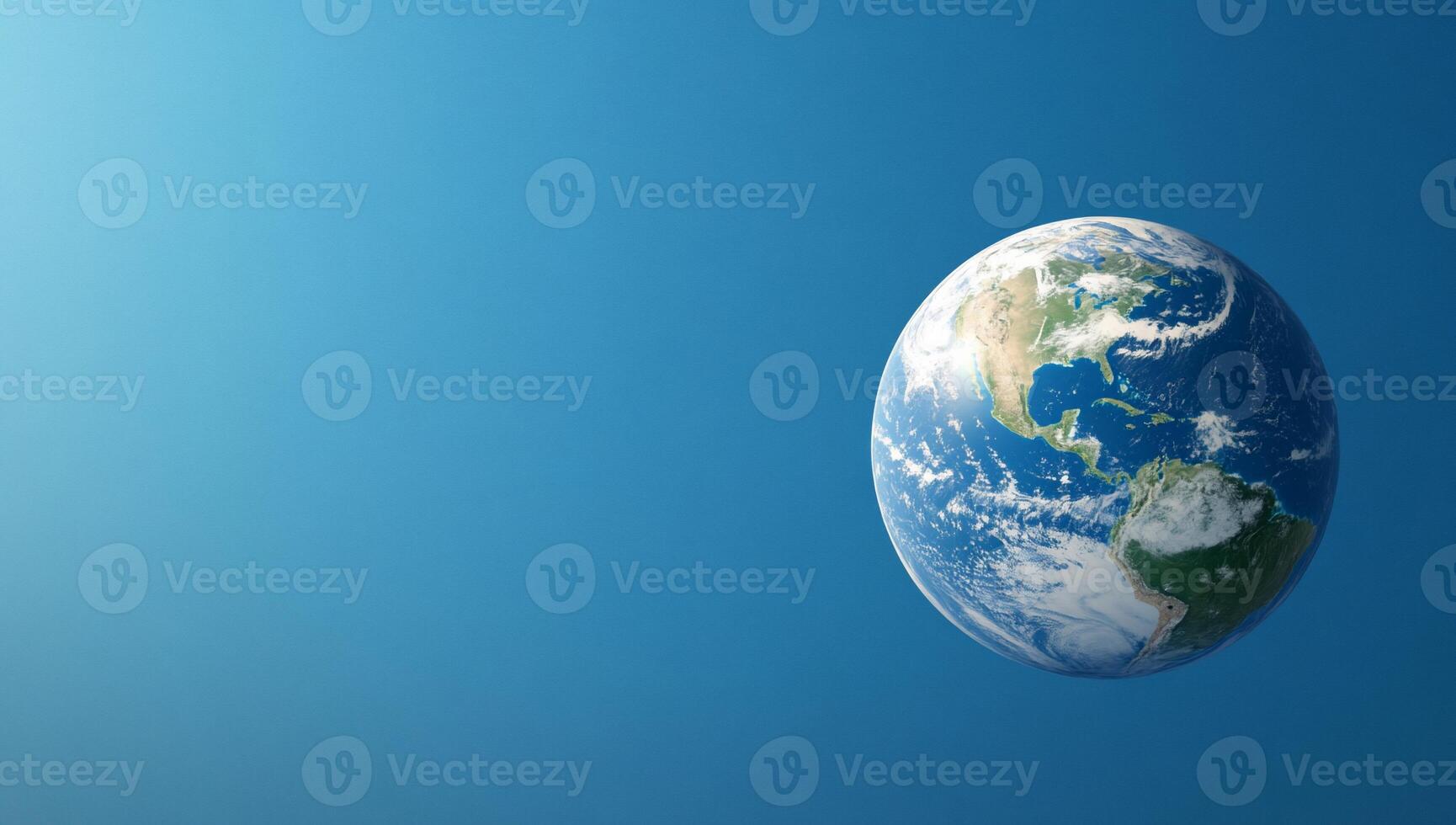 The earth is shown in a blue sky photo