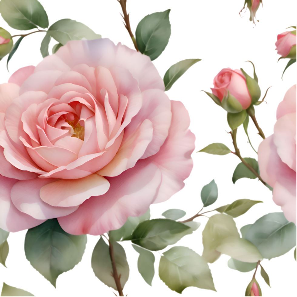 Decorative Seamless Rose Flower Pattern Clipart for Unique Projects. . png
