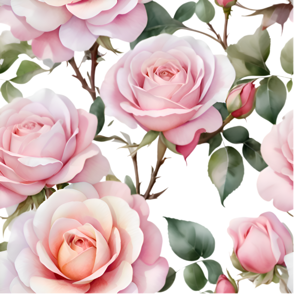 Beautiful Seamless Rose Flower Pattern Clipart for Your Decor. . png