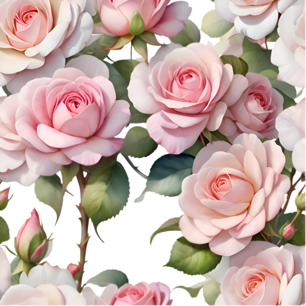 Romantic Seamless Rose Flower Pattern Clipart for Home Decorations. . png