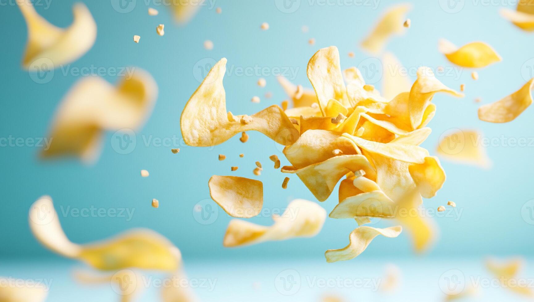 A potato chip falling into the air photo
