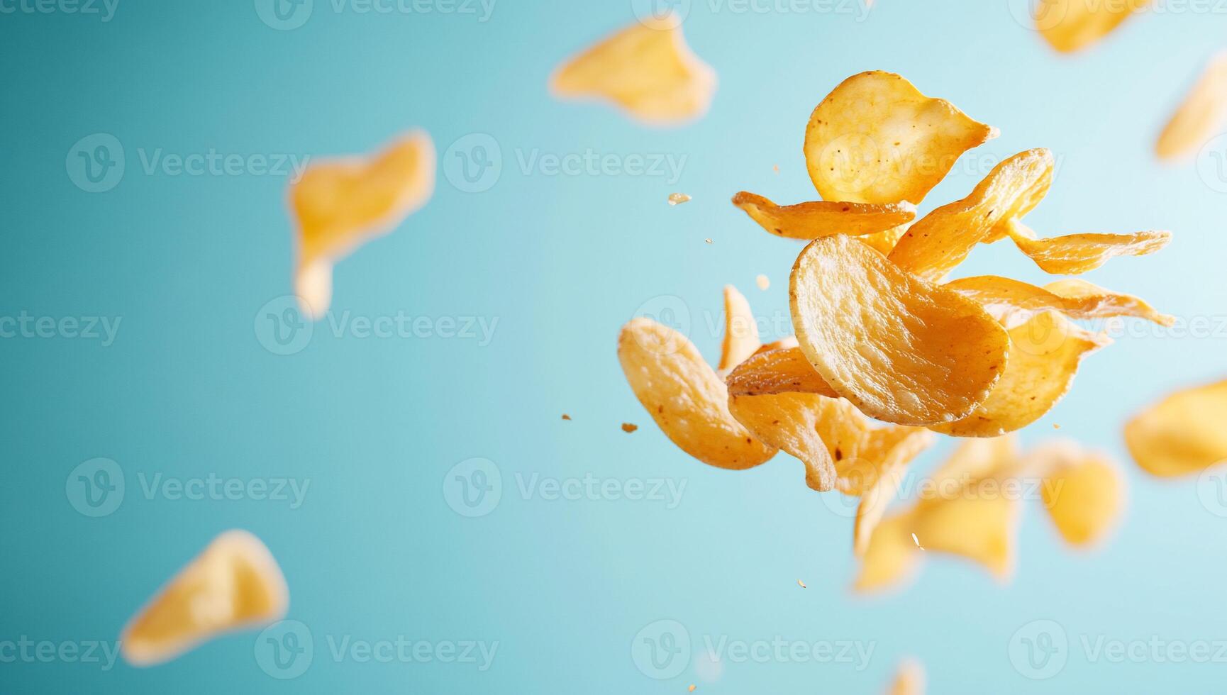 A potato chip falling into the air photo