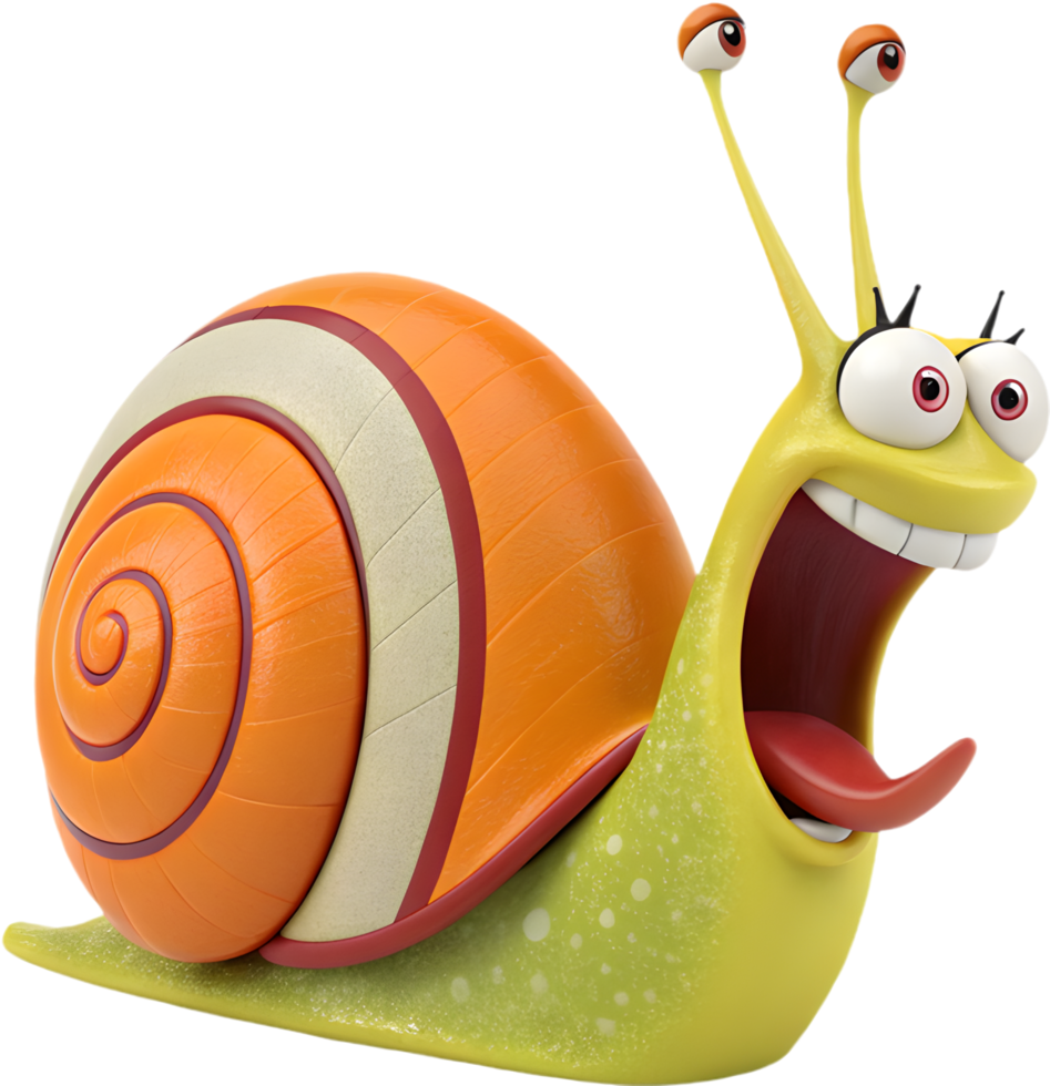 Whimsical Snail Cartoon Character with Adorable Playful Design. . png