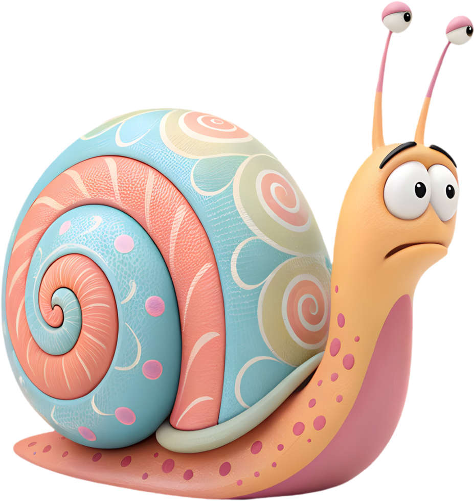 Cute Cartoon Snail Character with Fun Whimsical Features. . png