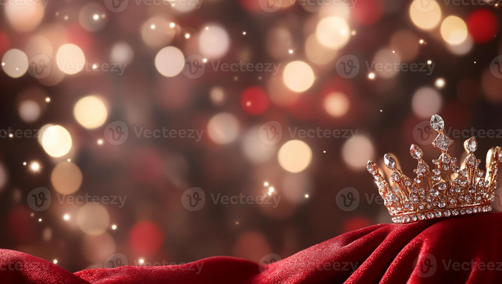 A sparkling crown resting on luxurious fabric, evoking royalty and elegance. photo