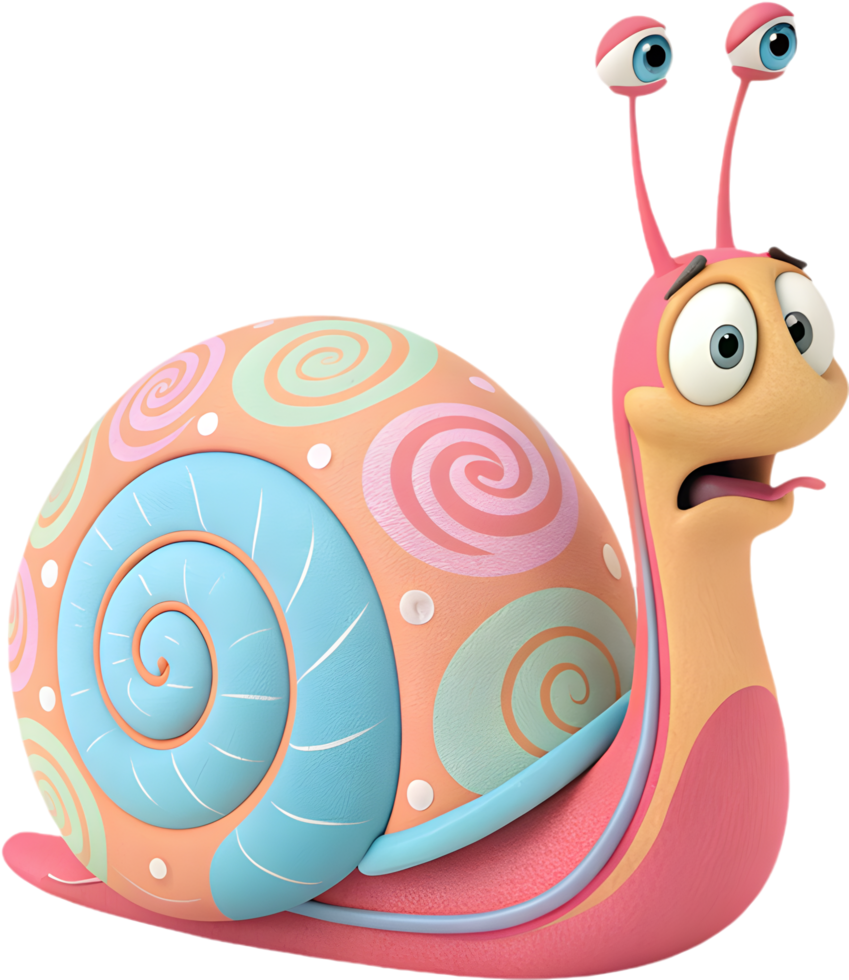 Cute Snail Cartoon Character with Playful Design and Whimsical Features. . png