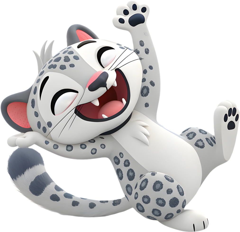 Fierce snow leopard character in cartoon style for art lovers. . png