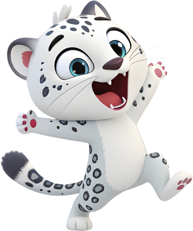 Digital art featuring a stylish and fierce snow leopard character. . png