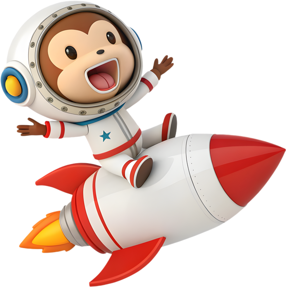 Galaxy Explorer Monkey in Spacesuit with Rocket. . png