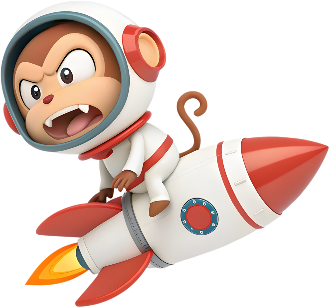 Space Chimp Explorer Soaring on a Rocket Ride. . png