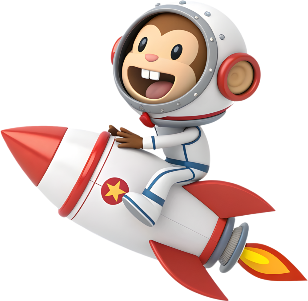 Futuristic Astronaut Monkey Flying Through Galaxy. . png
