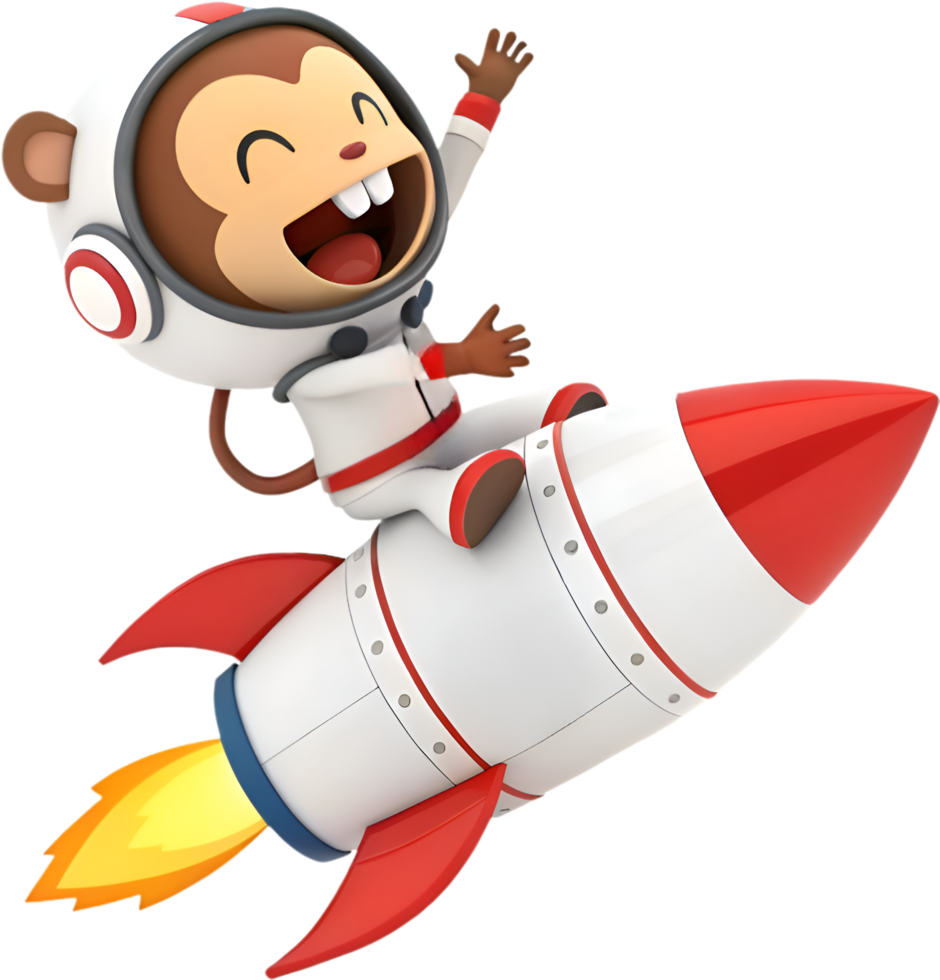 Interstellar Monkey Pilot Racing in Outer Space. . png