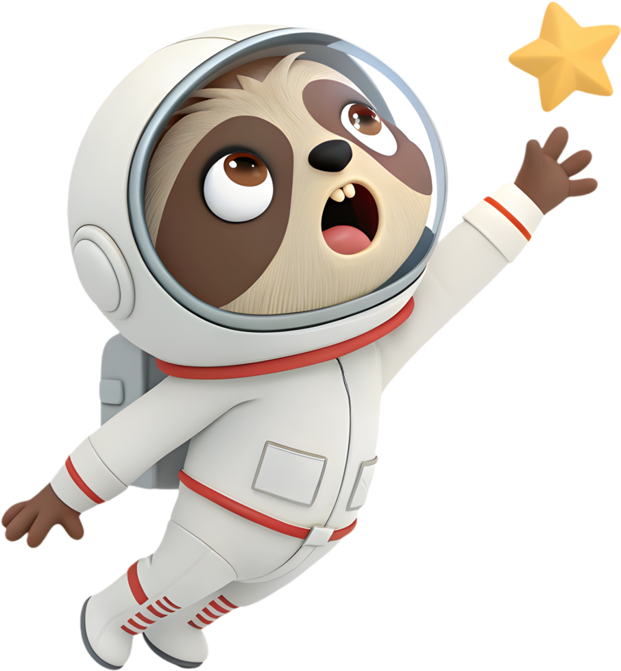 Funny Space Sloth Exploring New Worlds. . png