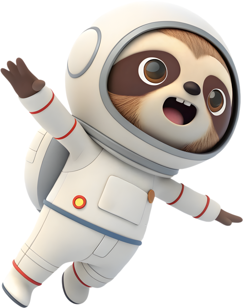 Sleepy Cartoon Sloth Enjoying Zero Gravity. . png